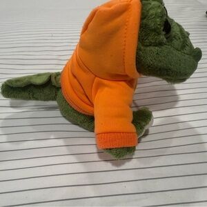 Florida Green Plush Alligator with Orange Hoodie Small